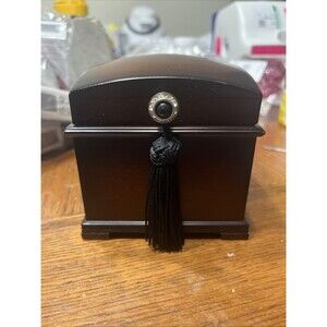 Vintage Bombay Company Musical Jewelry Ring Box 4 in. Cherry Wood Velvet Lining